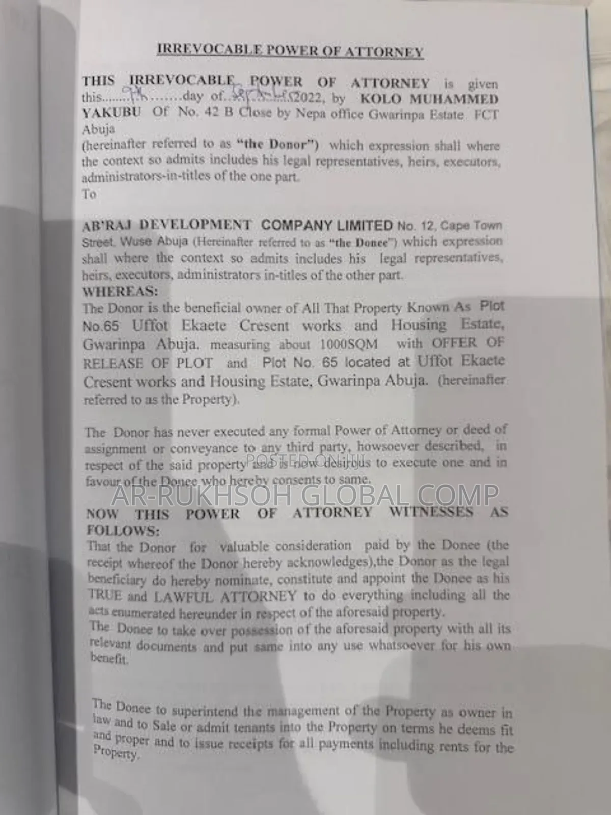1000m2 Residential Land Inside Works Housing Estate Gwarinpa in Dape