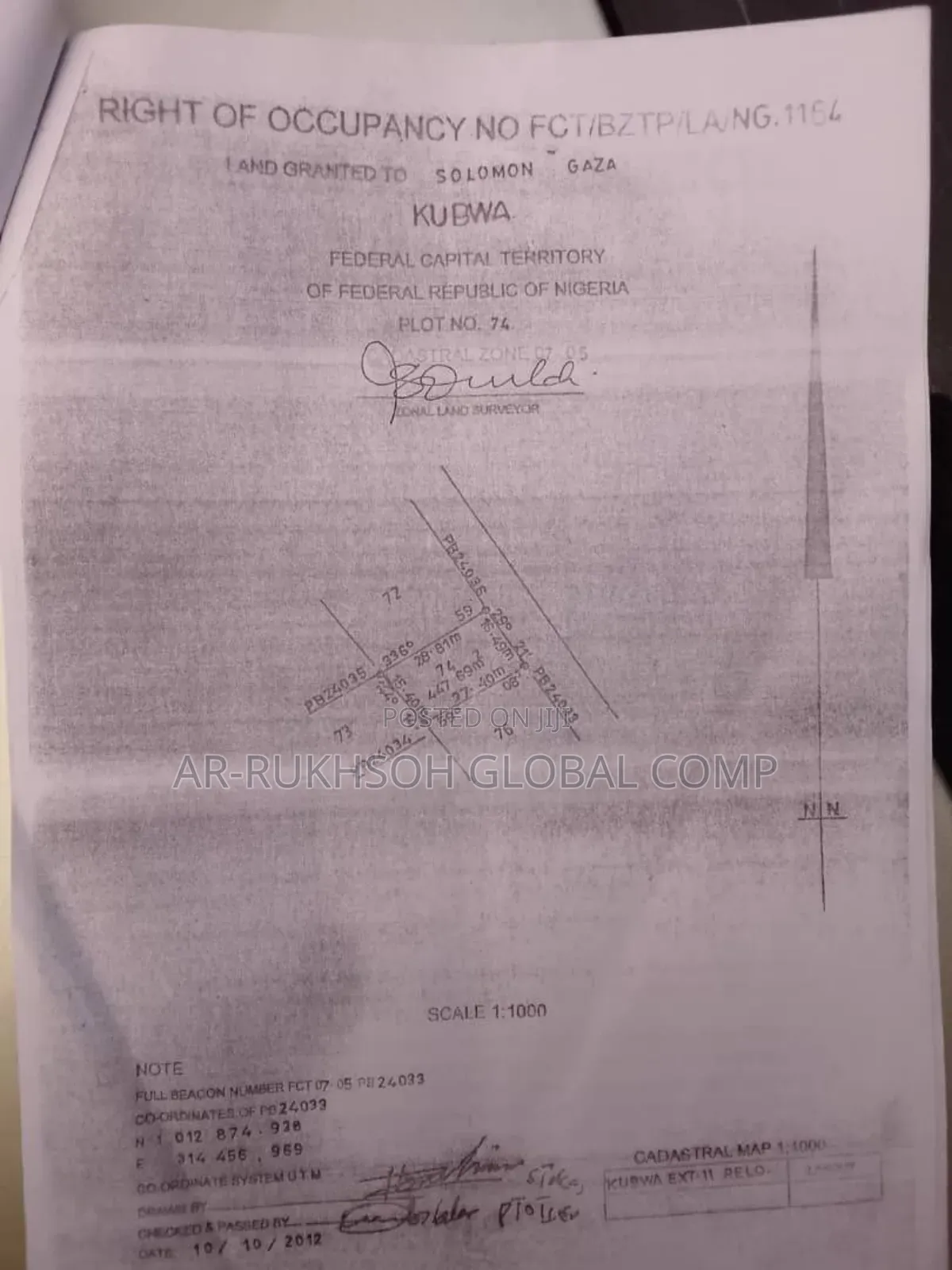 1000m2 Residential Land Kubwa Arab Road Price: 30million Naira in Kubwa