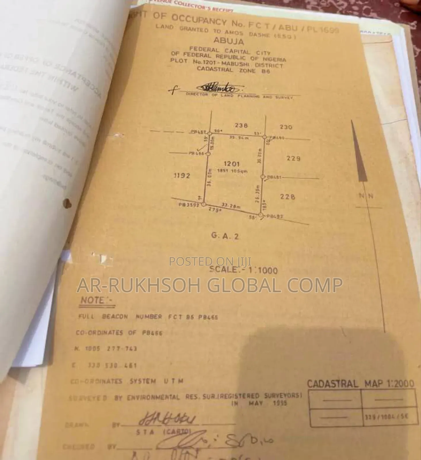 Quick Sales: Plot of Land for Sale: Land Size:1851sqm in Mabushi