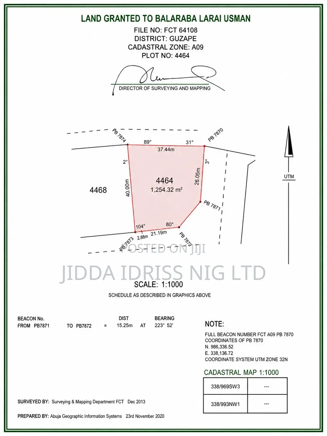 Prime Guzape Main Plot With C of O – 1,264sqm in Guzape District
