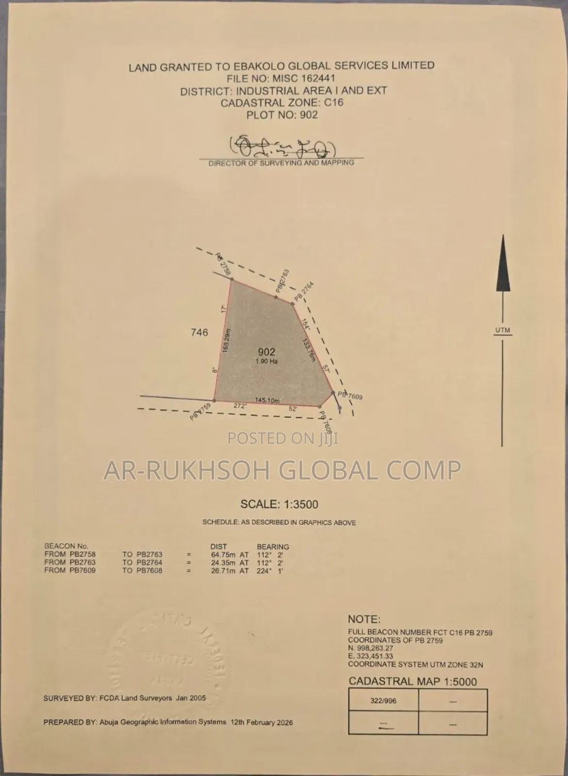1.90hectares Industrial Factory Land, at Idu Fcda Rofo in Idu