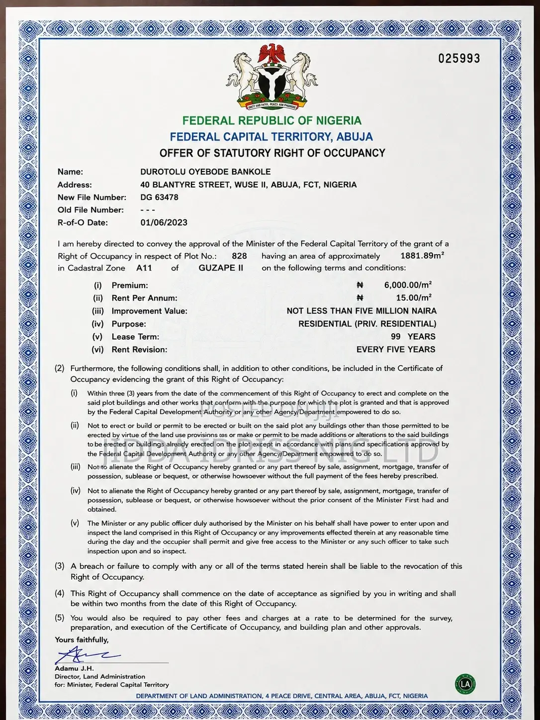 Direct Mandate: 1,881sqm Land In Guzape Ii Abuja in Guzape District