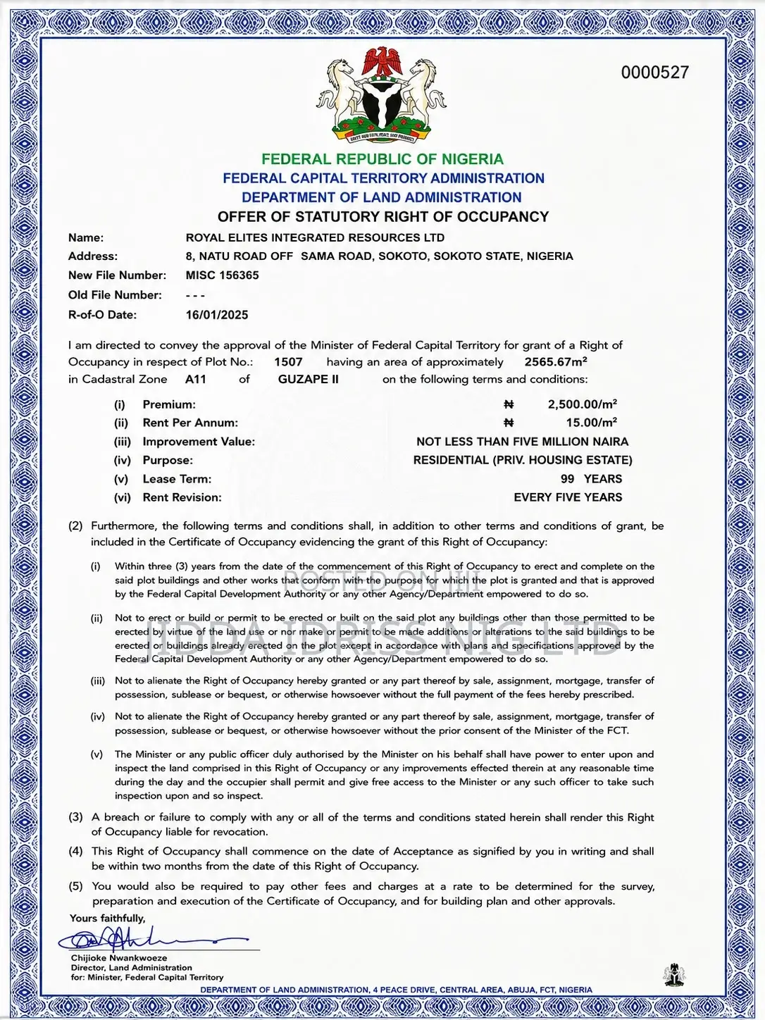 Exclusive Residential Land In Guzape Ii Abuja in Guzape District