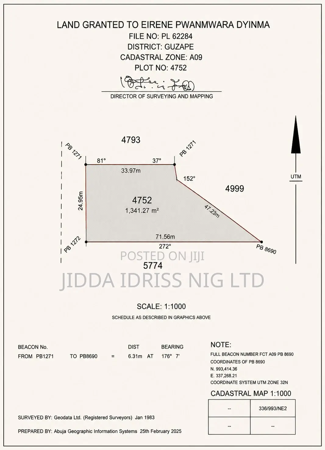 Guzape Main, Plot 4752 for Sale in Guzape District