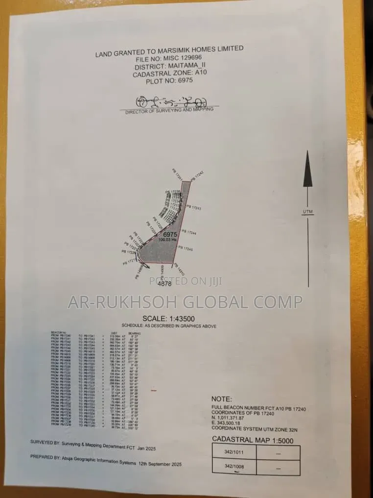 100.3hectares *Mixed Comprehensive Development Land in Maitama