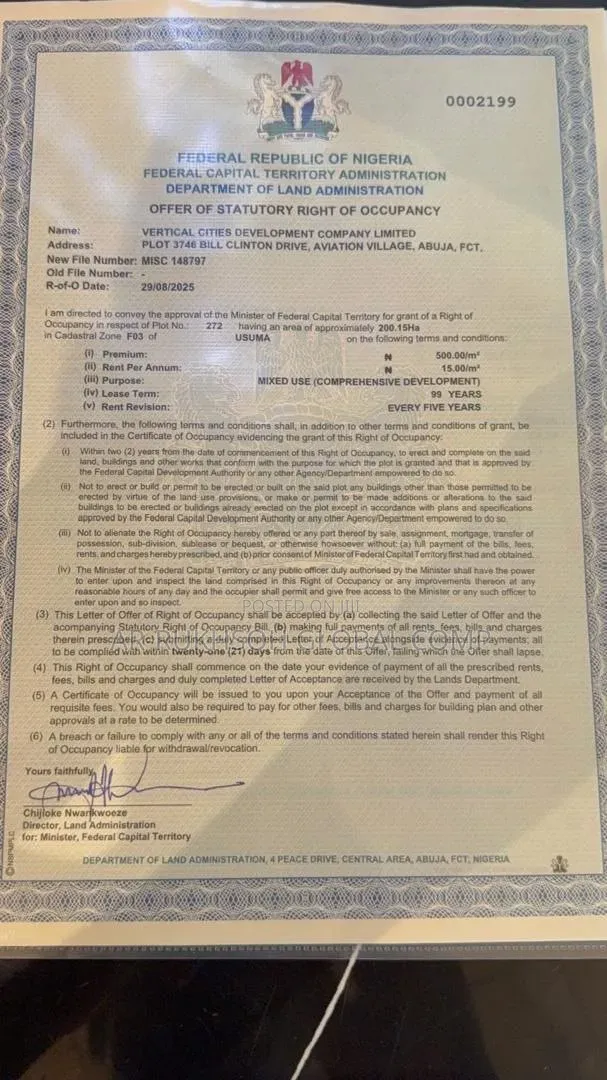 150hectares Out of 200hectares Usuma District in Bwari / Bwari