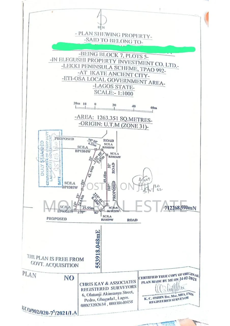 1263sqm Joint Venture Freedom Way Ikate Lagos in Lekki Phase 1