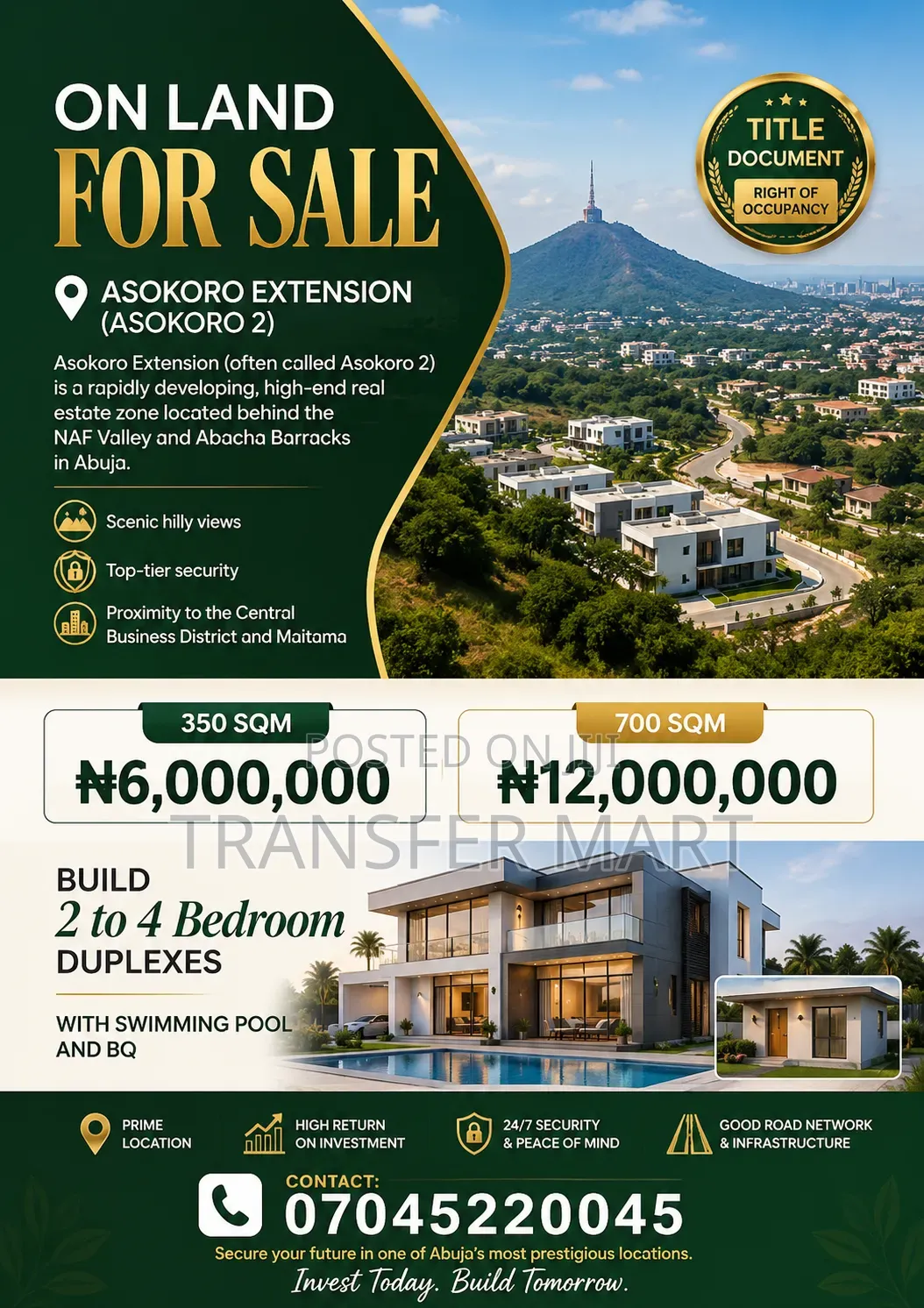Location: Asokoro 2, Abuja Title: R of O (Nagies) - in Asokoro