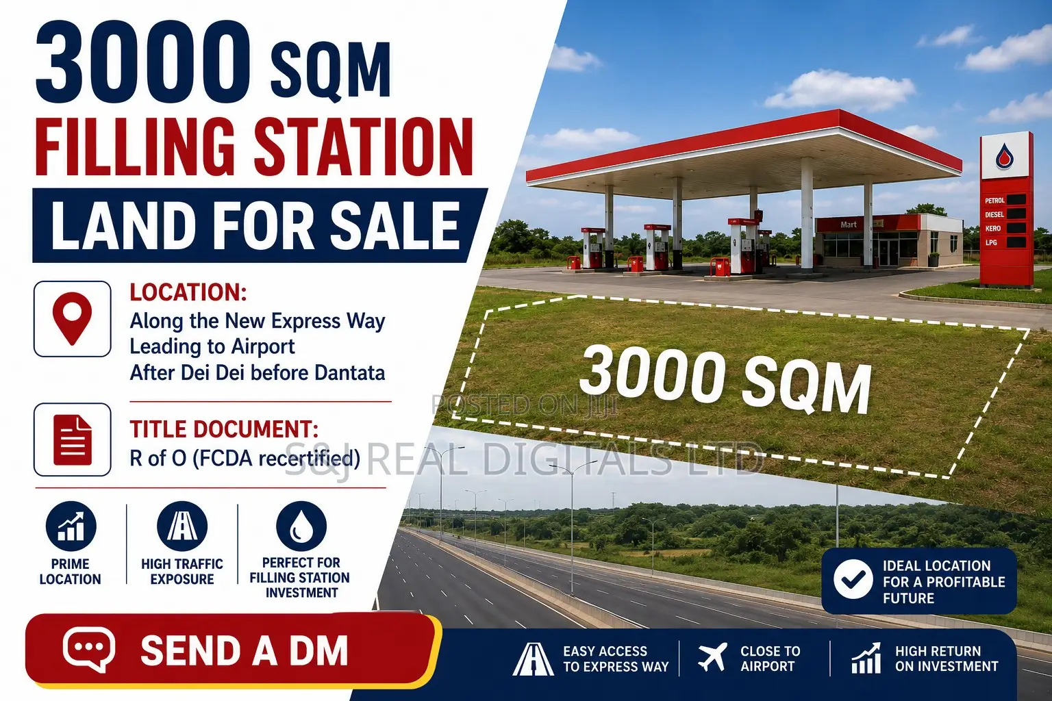 3000 Sqm Filling Station Land For Sale in Dei-Dei