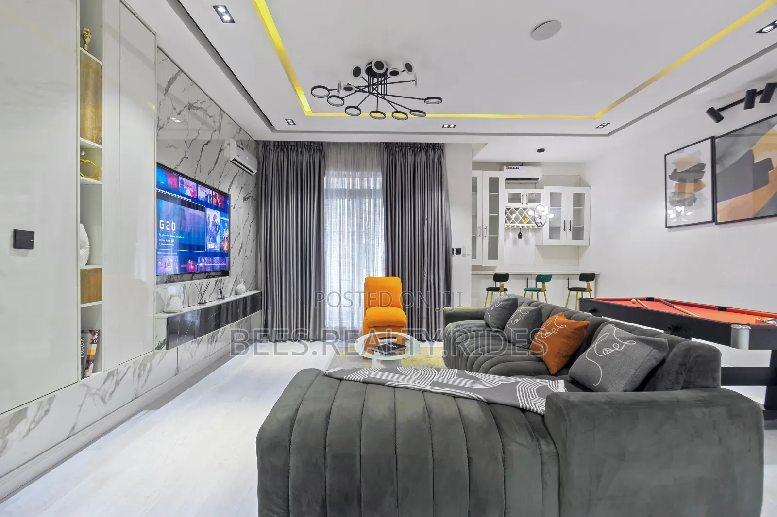 Cinematic 2 Bedroom With a Snooker/Tennis Table, Pool, Gym Balcony in Ikate
