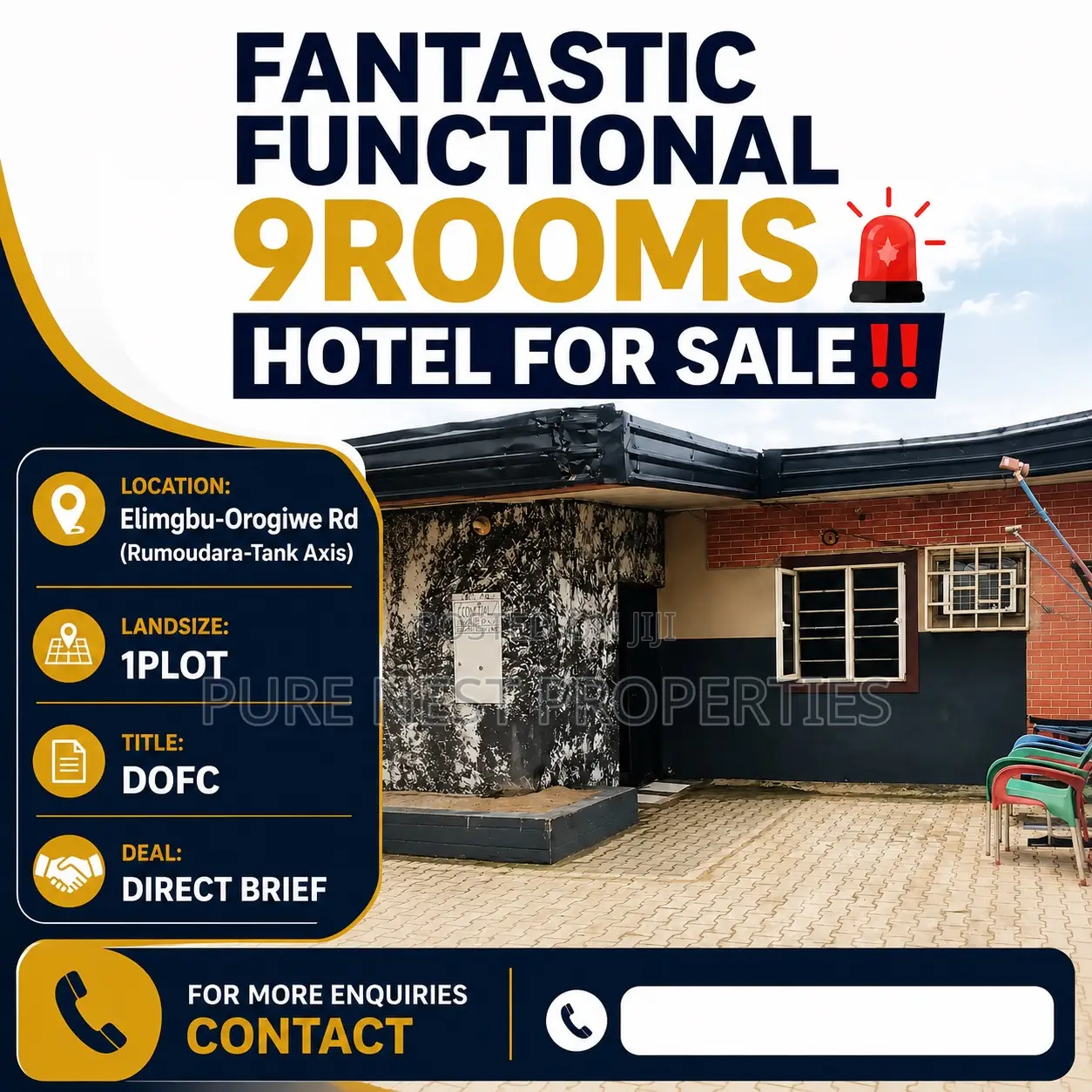 Fantastic Functional 9 Rooms Hotel for Sale in Port-Harcourt