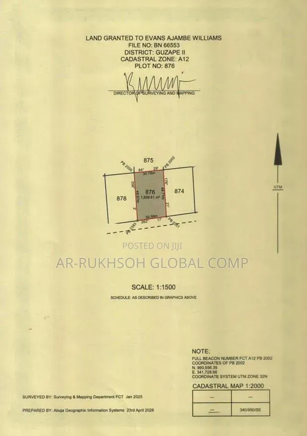 *1000.61sqm Residential (Priv. Housing) Land for Sale in Guzape District