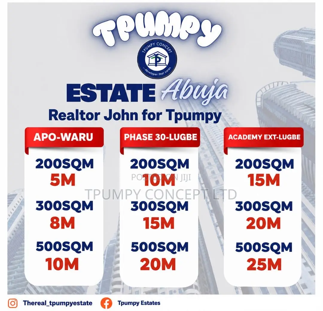Affordable Abuja Land For Sale – Tpumpy Estate Apo-waru Lugbe| From 5m in Lugbe District