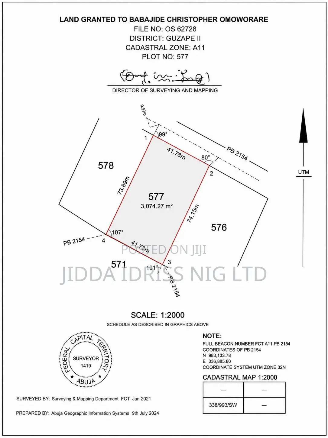 Guzape Ii Plot 577 Residential Plot for Sale in Guzape District