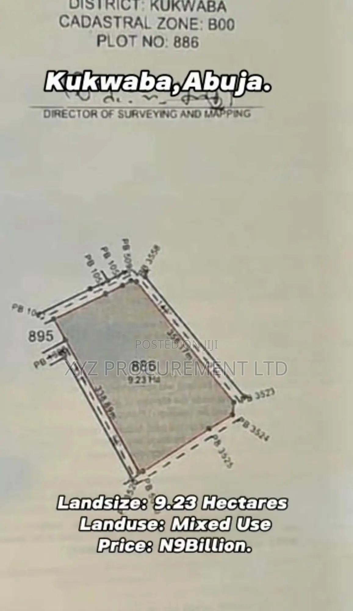 9 Hectares C of O Kukwaba District Abuja for Sale in Zone B