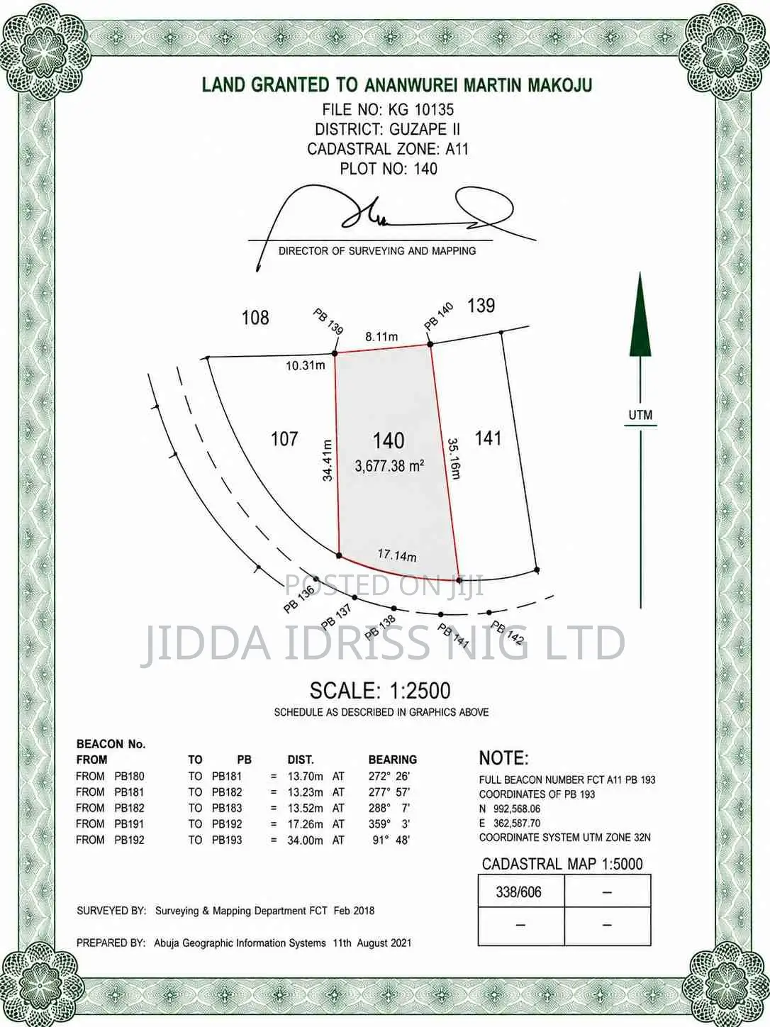 Investor’S Choice – Strategic Guzape 2 Plot 140 in Guzape District