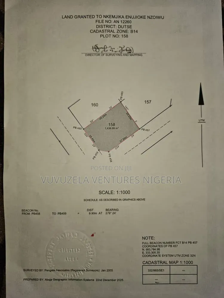 1500 SQM Cofo Residential Land Beside Amina Court Apo/Dutse in Gudu