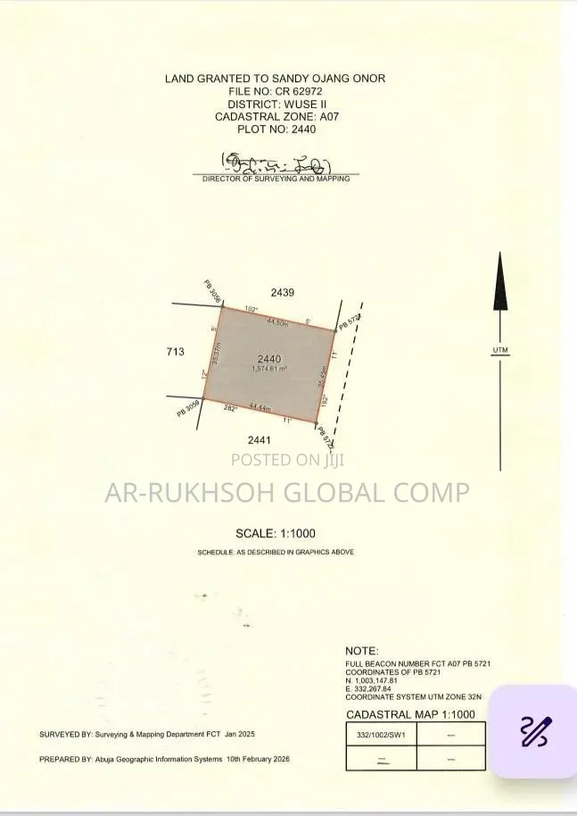 Wuse 2 1574:61sqm Residential Land Price1b. Hab Um Far Nnce in Wuse 2