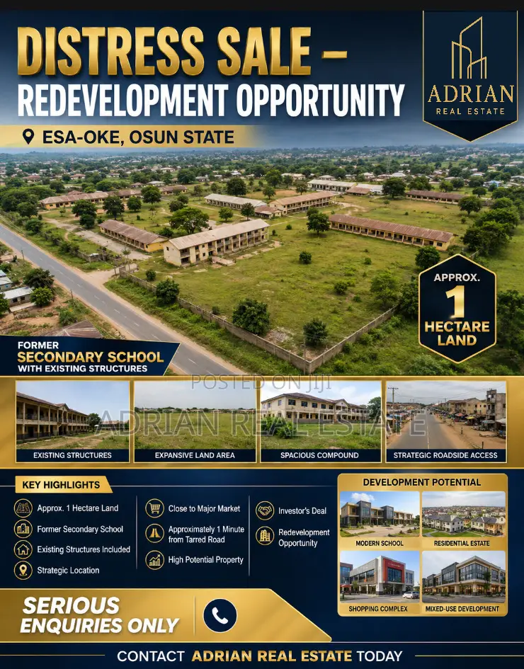 1 Acre Opportunity in Esa-Oke Close to Oscotech Poly in Obokun