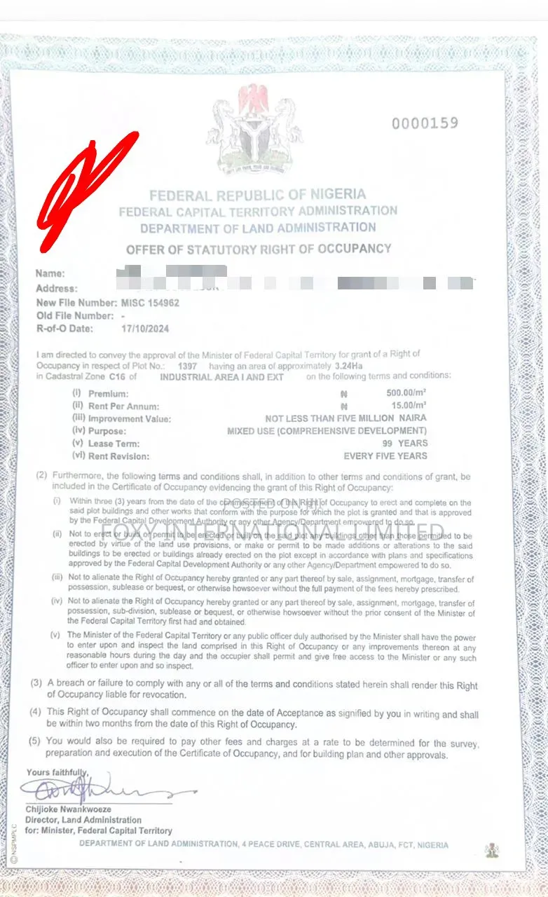 3.2 Hectares Land At Idu Cadastral Zone in Idu