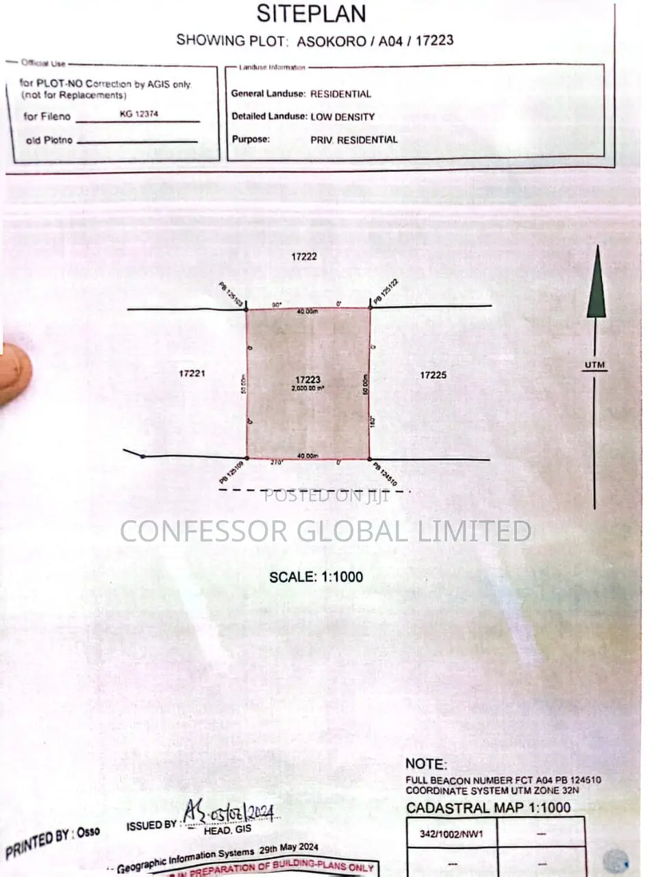2000 SQM Residential Land in Asokoro Abuja in Asokoro