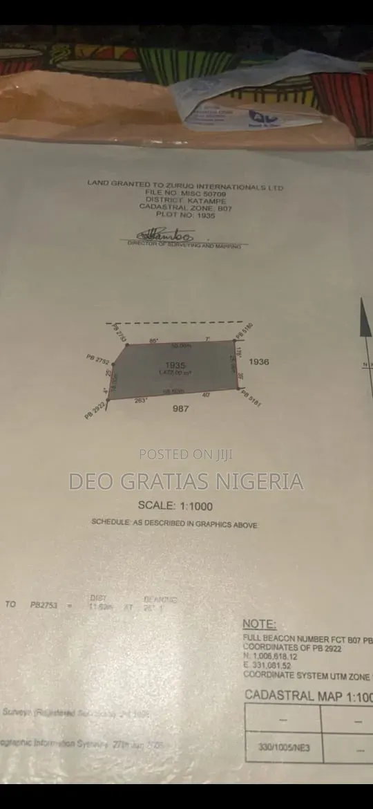 A Commercial Land Is Available in Katampe Main Abuja (1,472 Sqm) in Katampe Extension