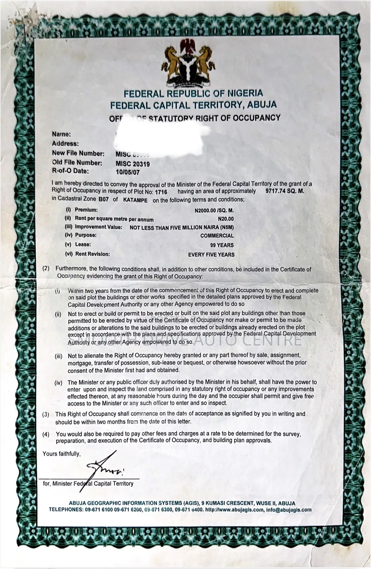 Certificate of Occupancy in Katampe (Main)