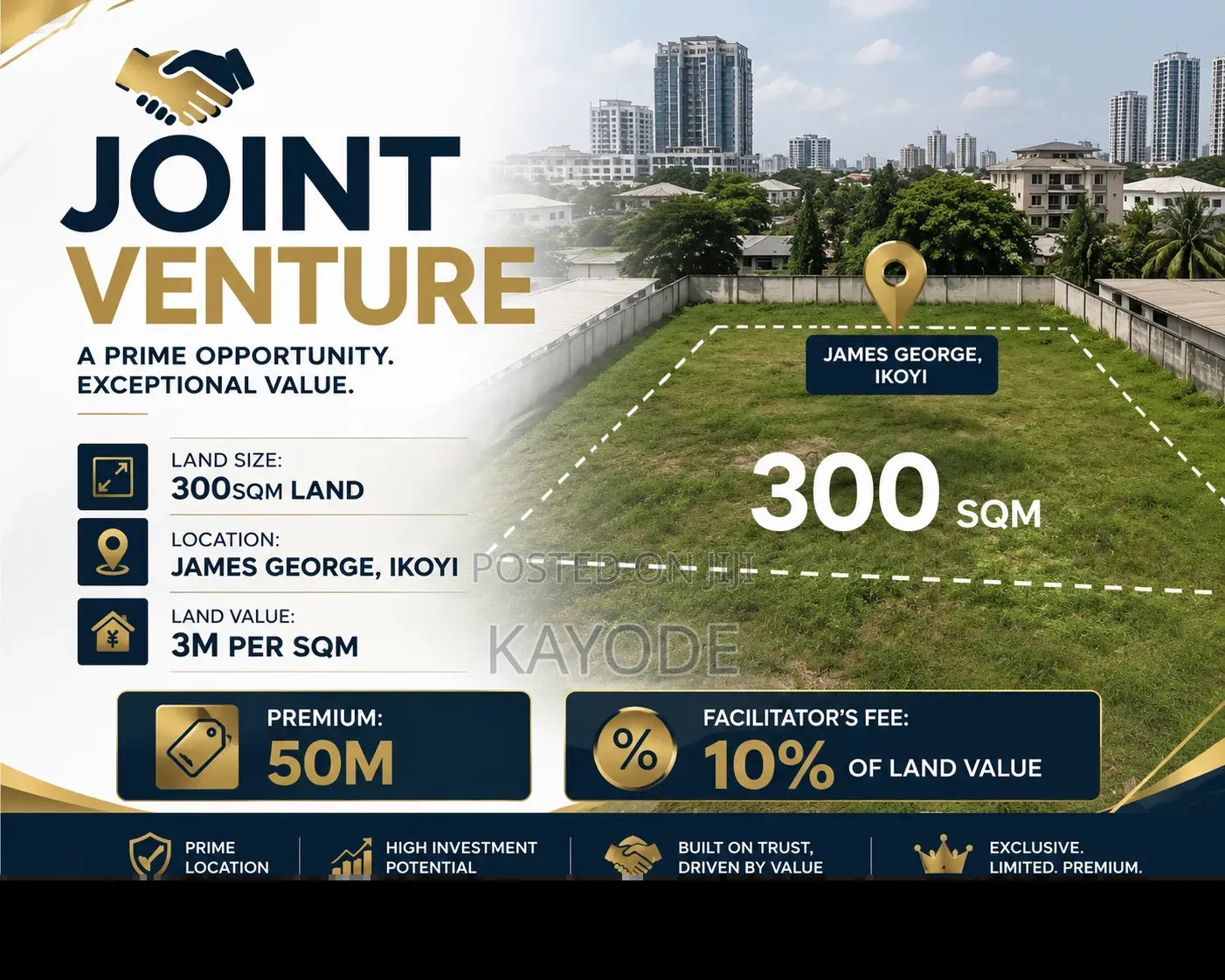 Just - In Joint Venture Development 300sqm Land in Old Ikoyi