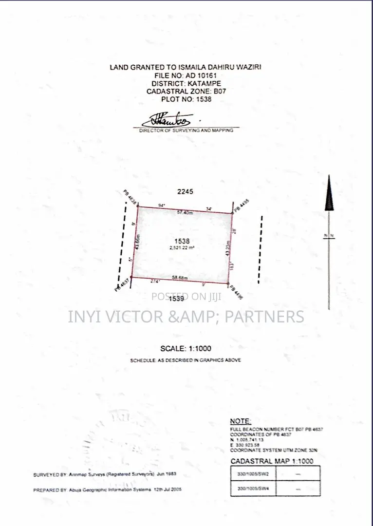 Land for Sale in Katampe (Main)