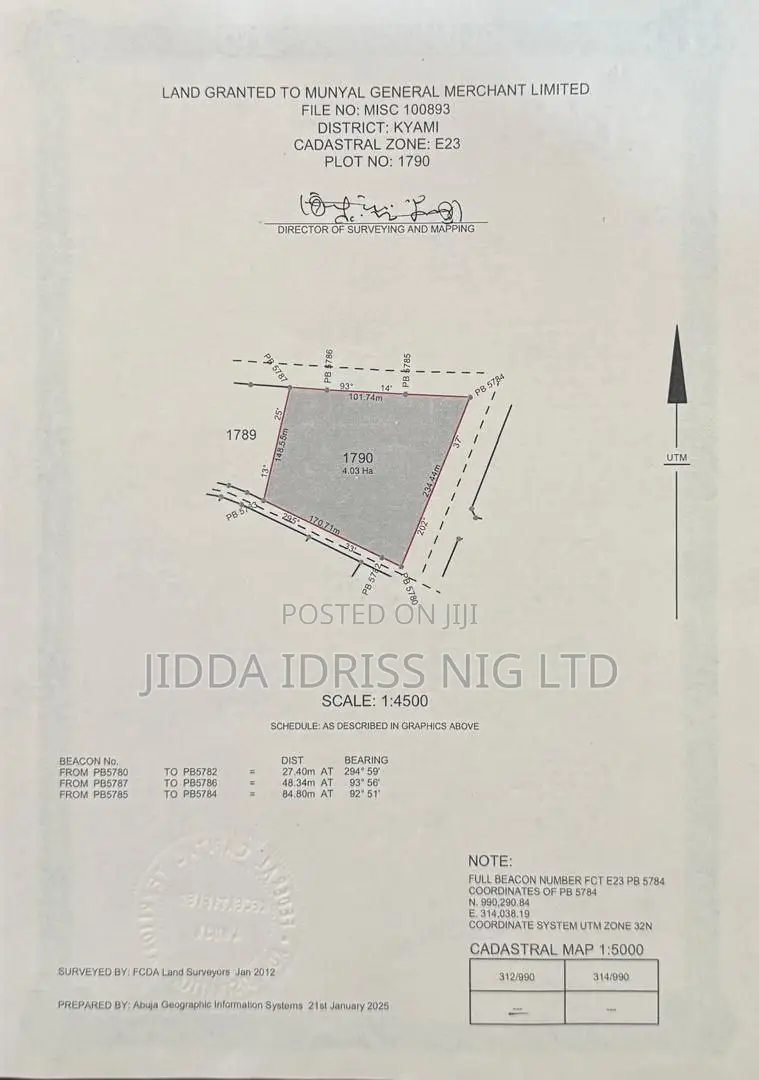 4.03hectares In Kiami Sharing Fence With Fort Royal Estate, Kyami in Kiami