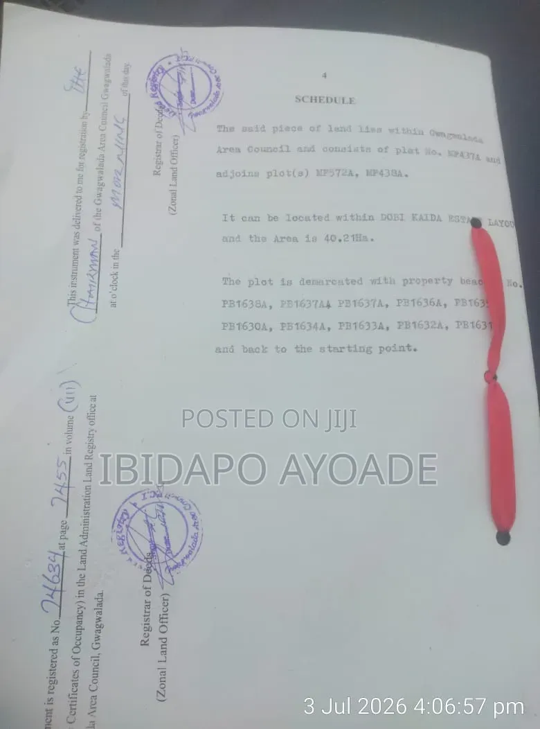 40hectares Multifuntion Land in Kaida Dobi Estate Layout in Giri