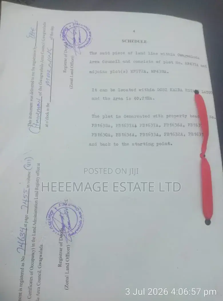 40hectares Multifuntion Land in Kaida Dobi Estate Layout in Giri