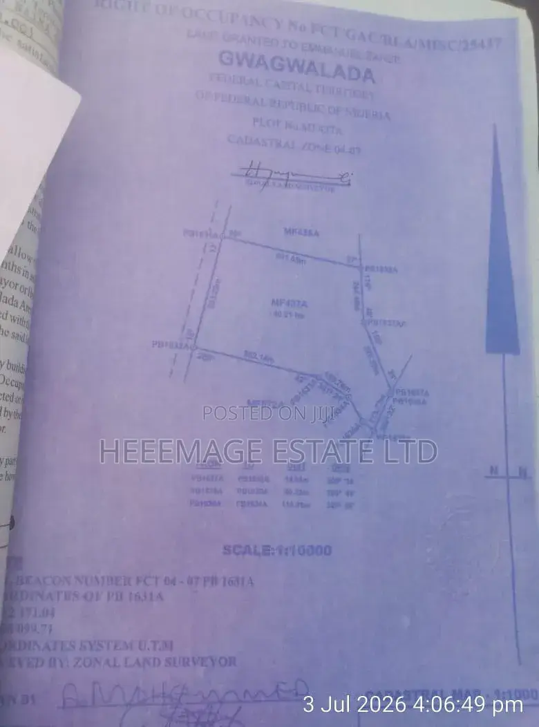 40hectares Multifuntion Land in Kaida Dobi Estate Layout in Giri