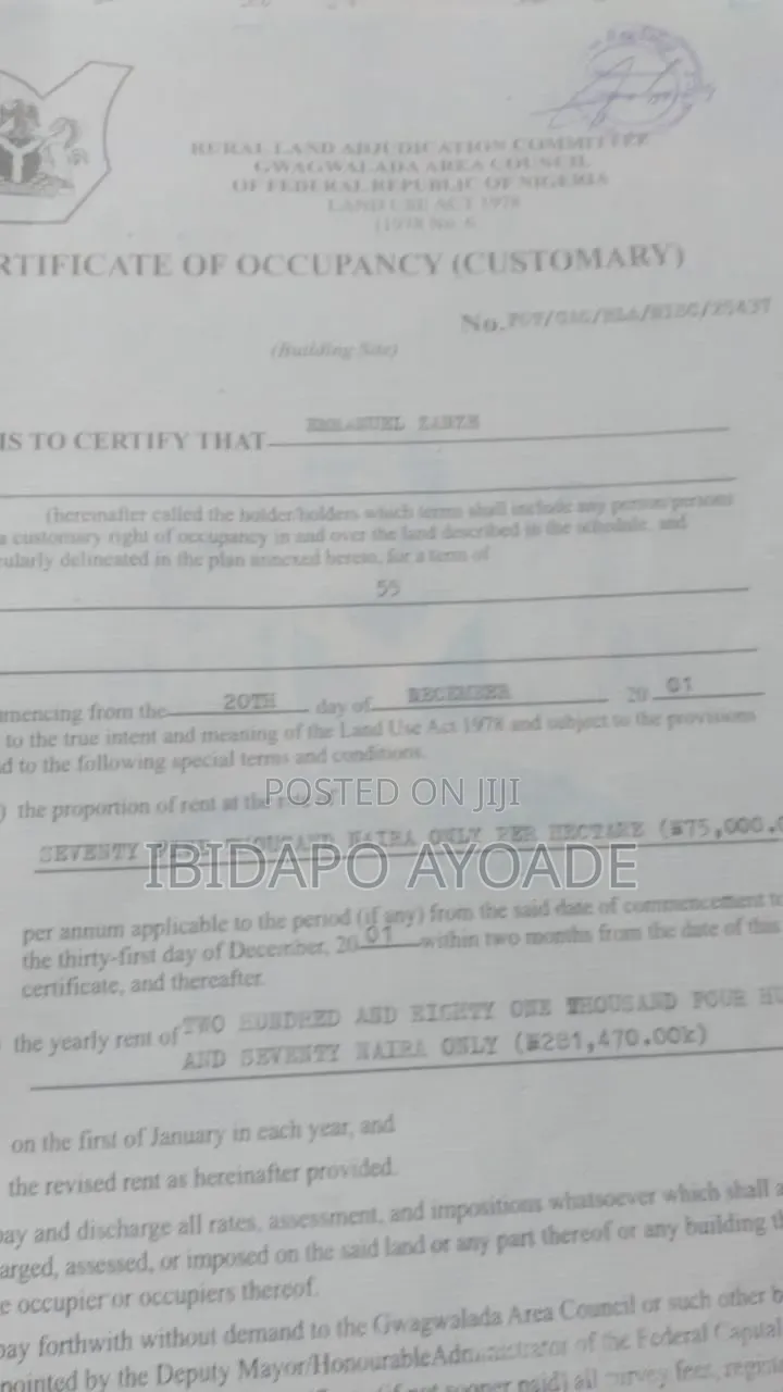 40hectares Multifuntion Land in Kaida Dobi Estate Layout in Giri