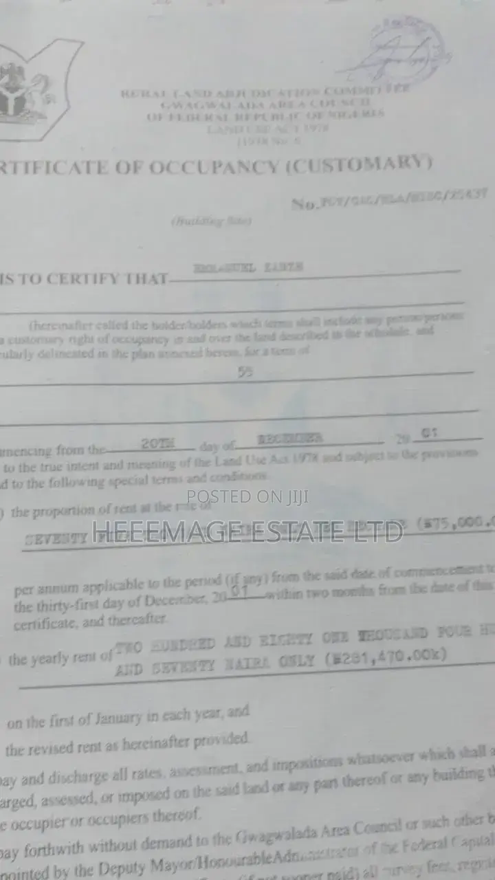 40hectares Multifuntion Land in Kaida Dobi Estate Layout in Giri