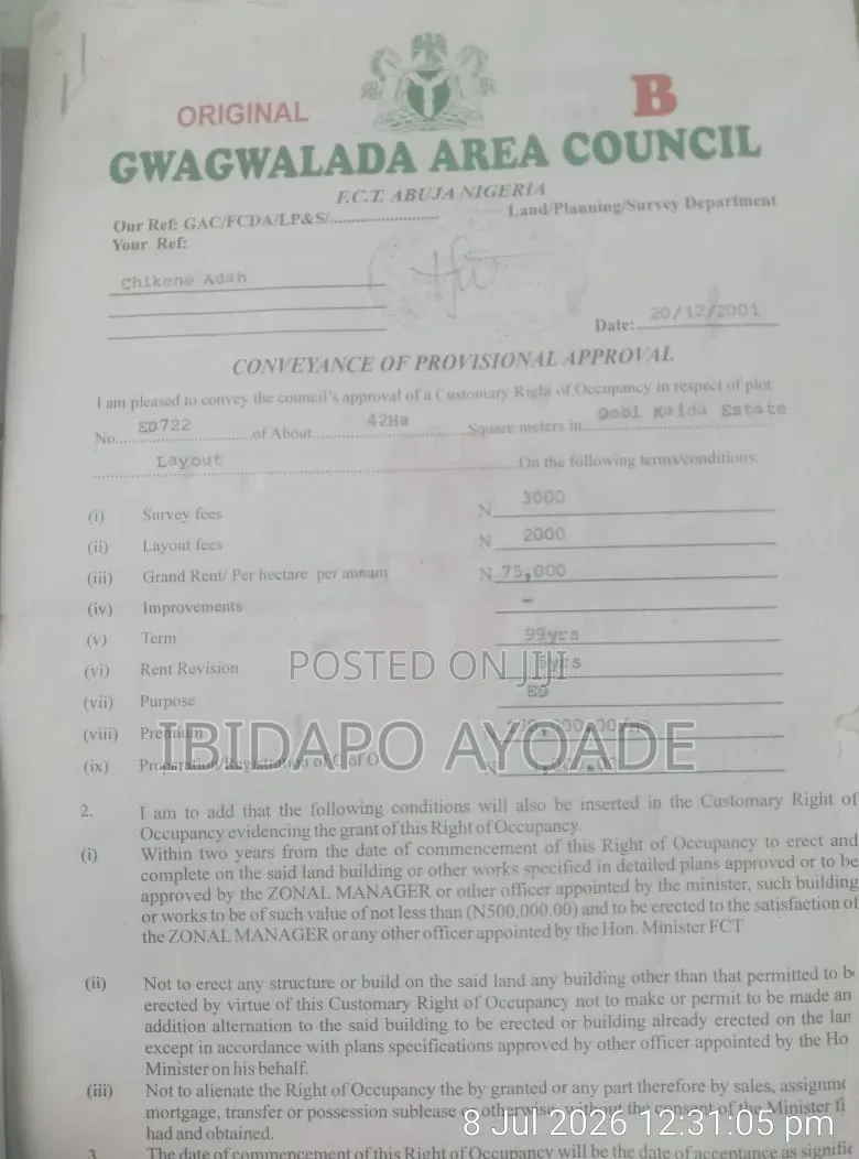 42 Hectares Estate Development in Kaida Dobi Estate Layout in Giri