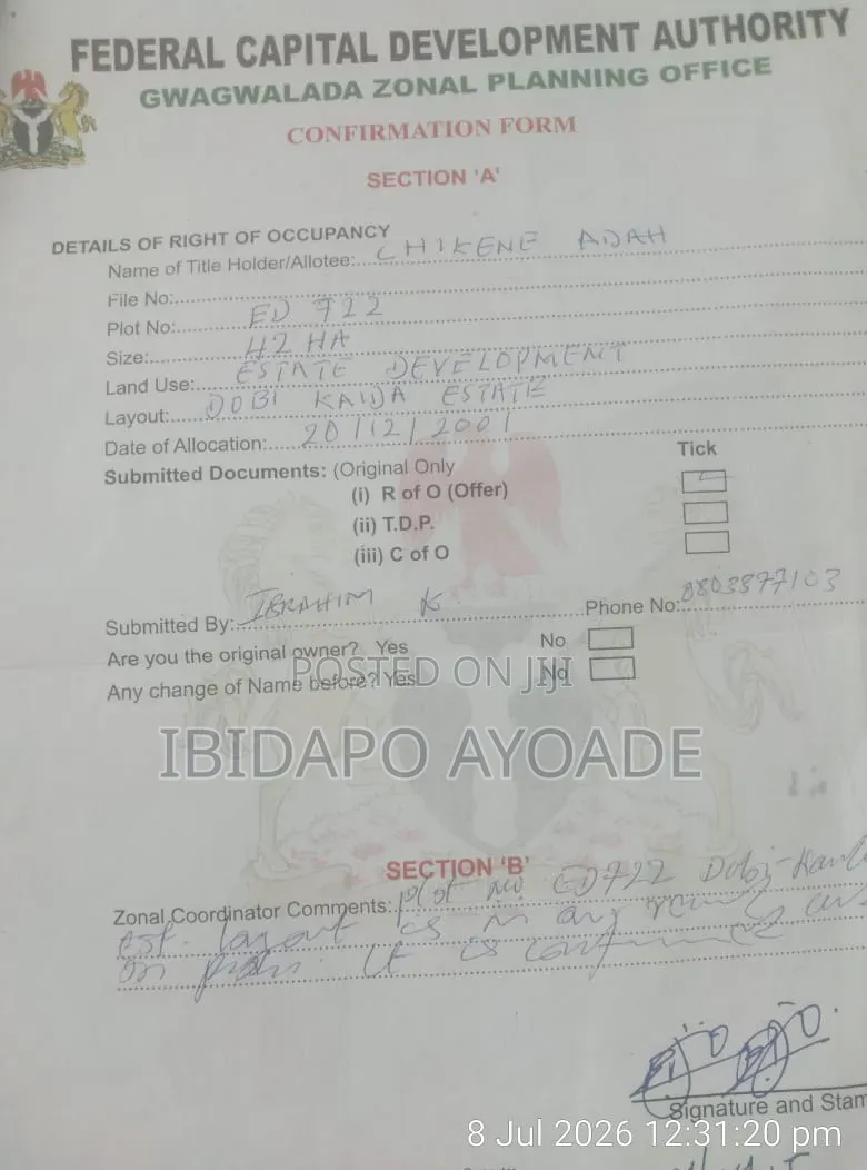 42 Hectares Estate Development in Kaida Dobi Estate Layout in Giri