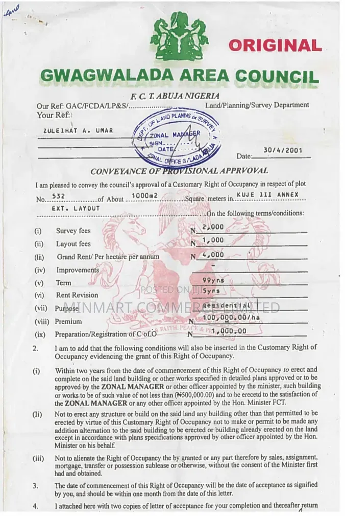 Prime Plots For Sale - Gwagwalada in Giri