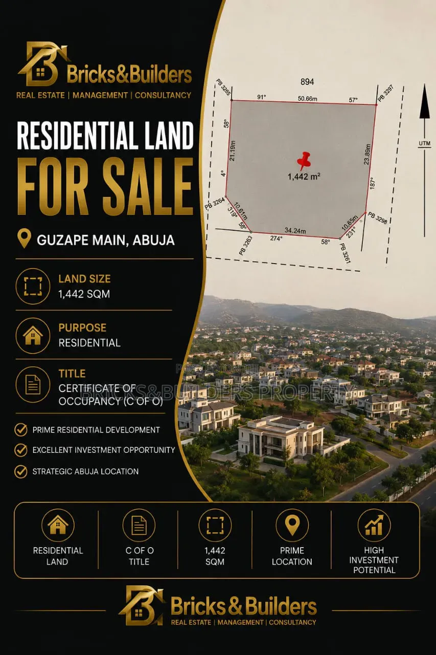 Prime 1,442 SQM Residential Land | C of O | Guzape Main in Guzape District