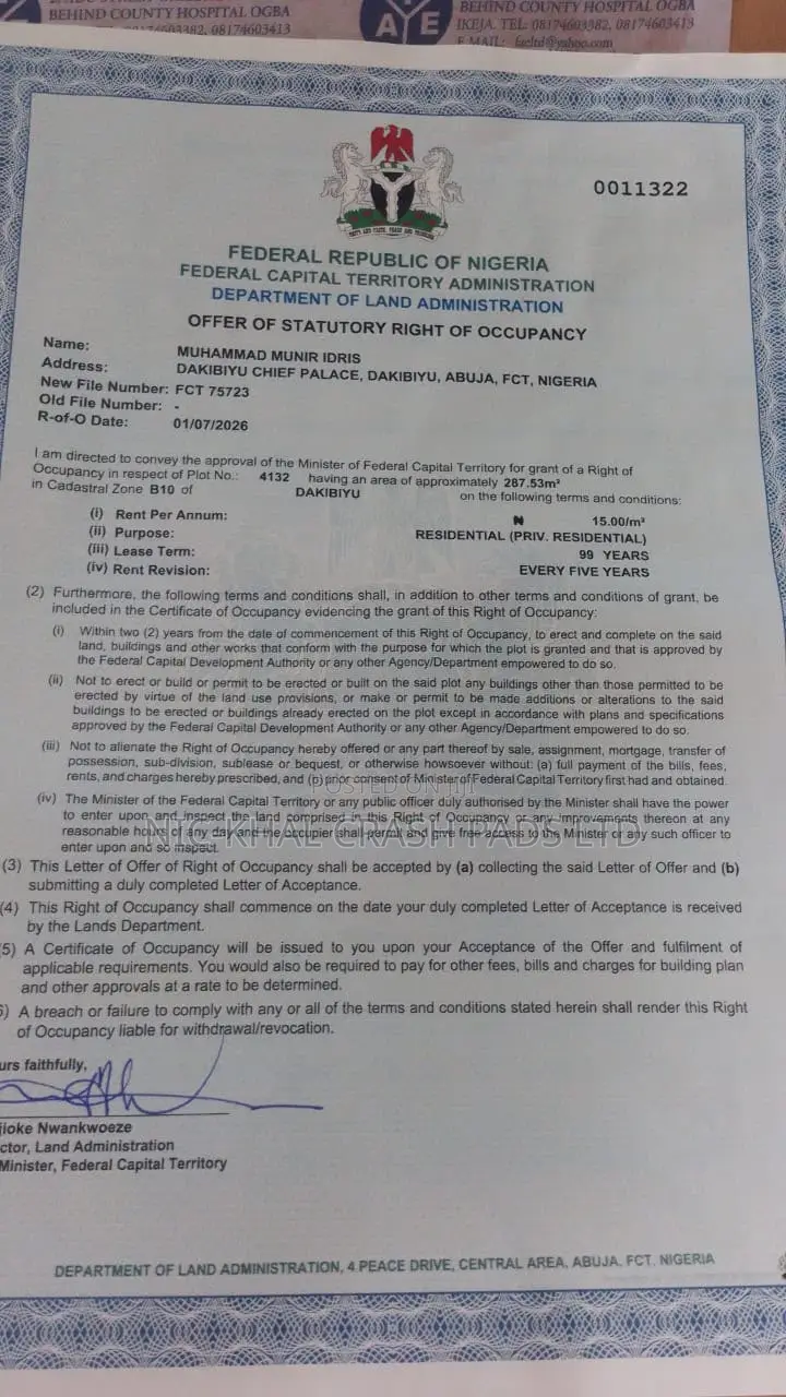 Breaking News! Very Sweet Buildable Land in Jabi Dakibiyu,CofO Handy in Jabi