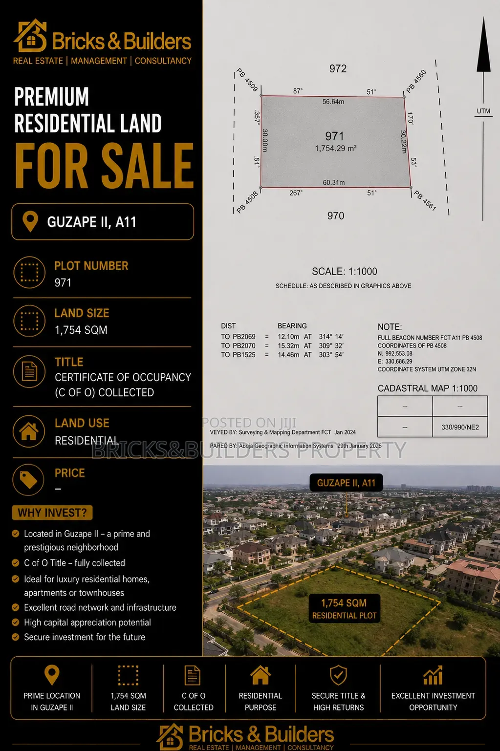 1754sqm Residential Land With C of O at Guzape II Abuja in Guzape District