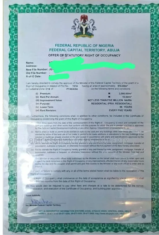 915.50 SQM Residential Plot for Sale in Pyakasa Abuja | C of O in Pyakasa