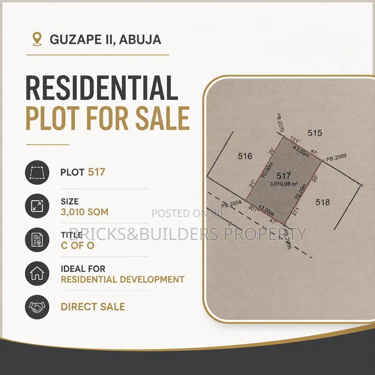 Residential Plot for Sale in Guzape II Abuja C of O 3010 SQM in Guzape District