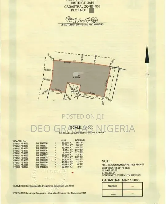 Four (4) Hectares of Land for Sale in Jahi by Gilmor Abuja in Jahi
