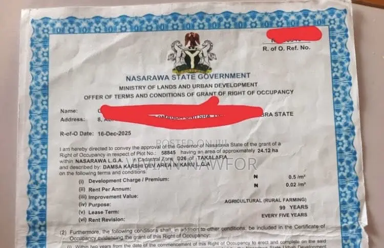Karishi Hectares for Sale. Nasarawa State in Karu-Nasarawa