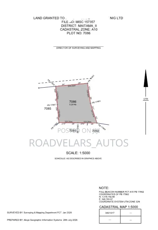 Maitama 2, 12 Hectares of Residential Land for Sale in Maitama