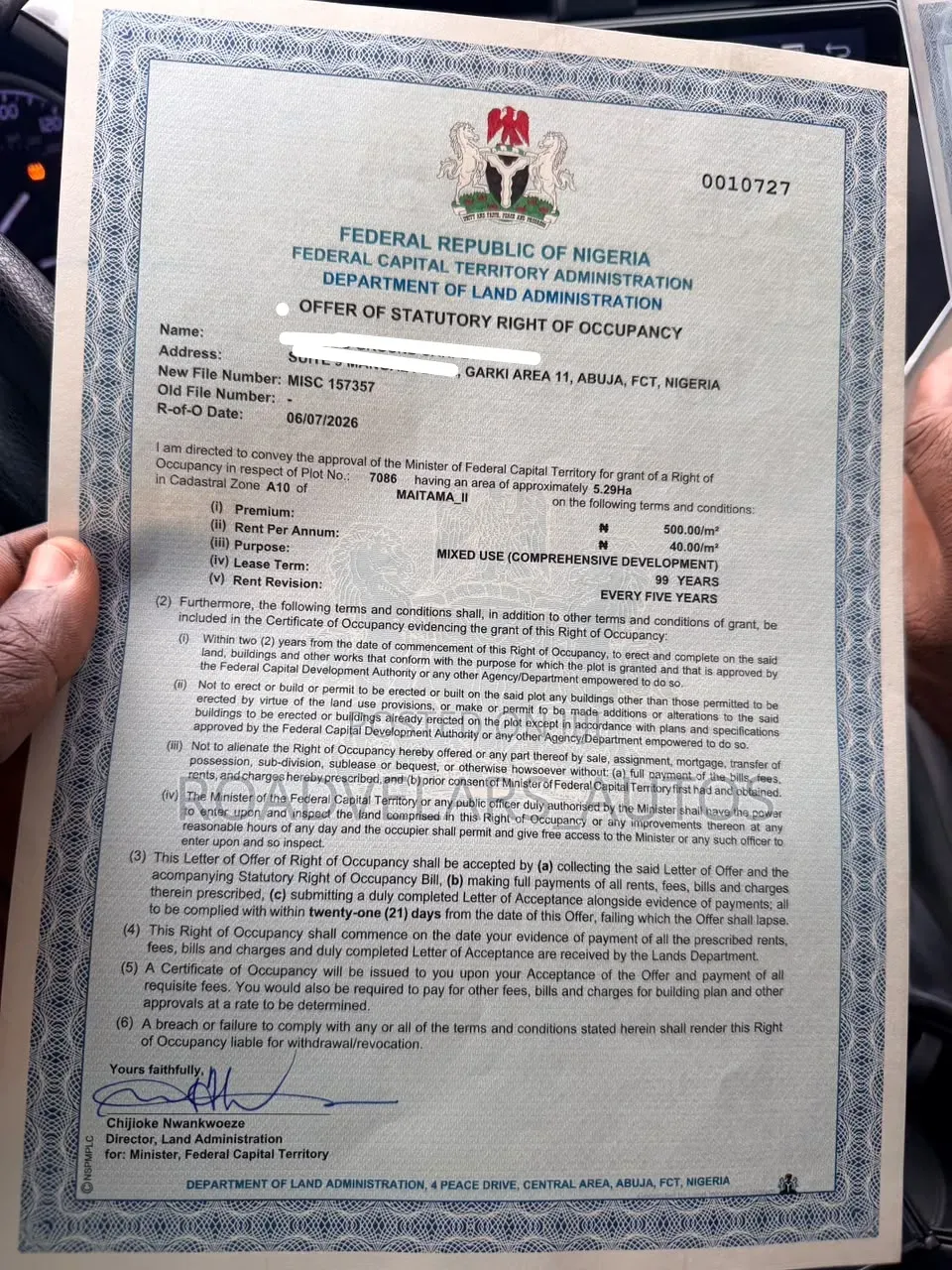 Maitama 2, 11 Hectares of Land Available in Maitama