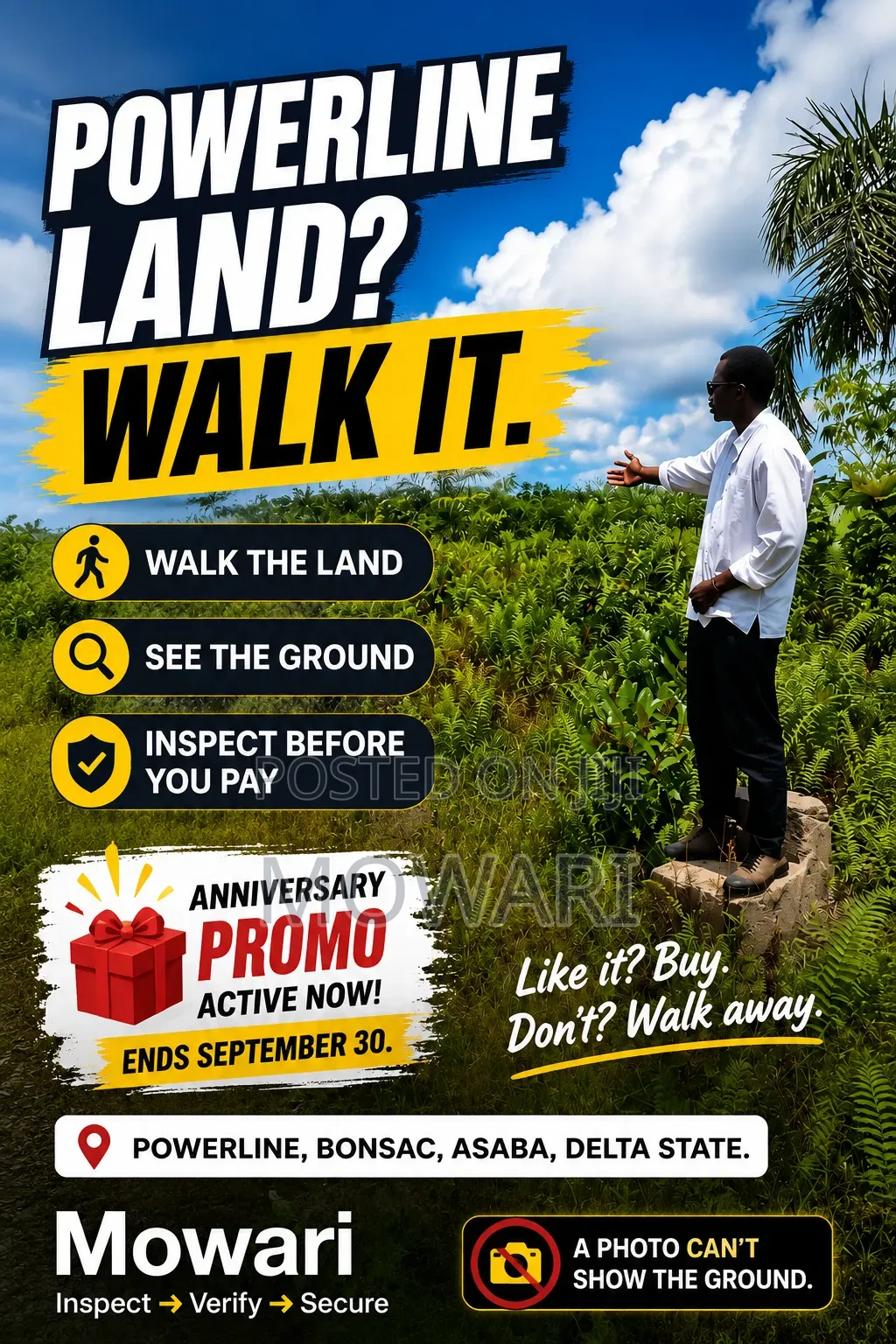 Powerline Land? Walk It. in Oshimili South