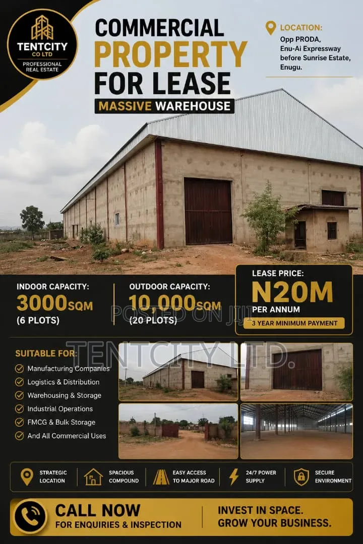 Massive Warehouse in Enugu for Lease. in Enugu