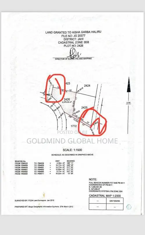 2400sqm. Residential Land for Sale in Jahi District. Abuja - Nigeria in Jahi